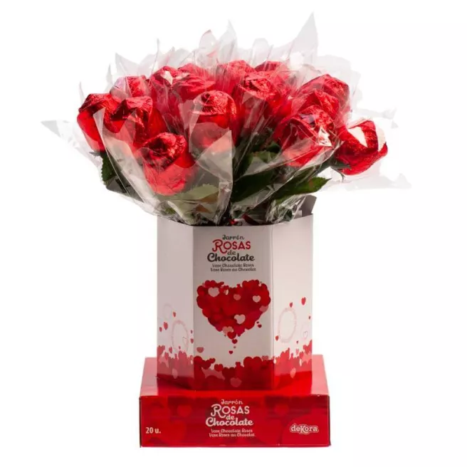 Vase avec roses chocolat
