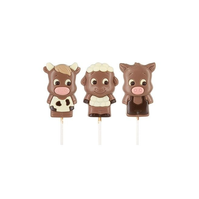 Sucettes chocolat animaux de la ferme 24p