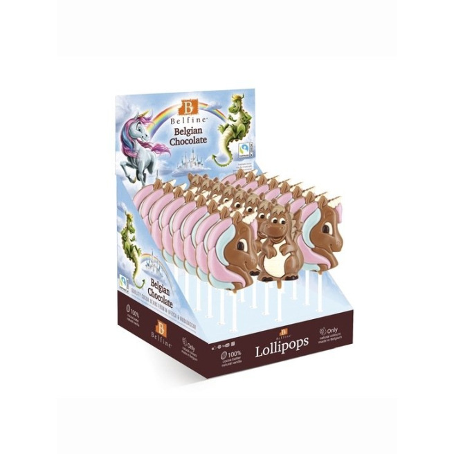 Sucettes chocolat licorne et dragon 24p